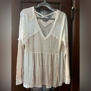 Time after time long sleeve cream/tan size Large